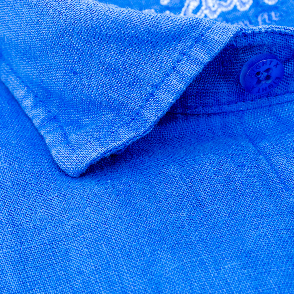 Linen Button Down Shirt - Blue Long Sleeve Button Down Eight-X   