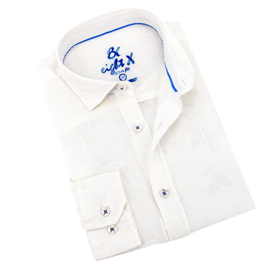 Linen Button Down Shirt - Soft White Shirts Eight-X