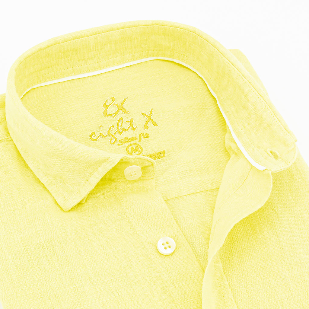 Linen Button Down Shirt - Yellow Long Sleeve Button Down Eight-X   