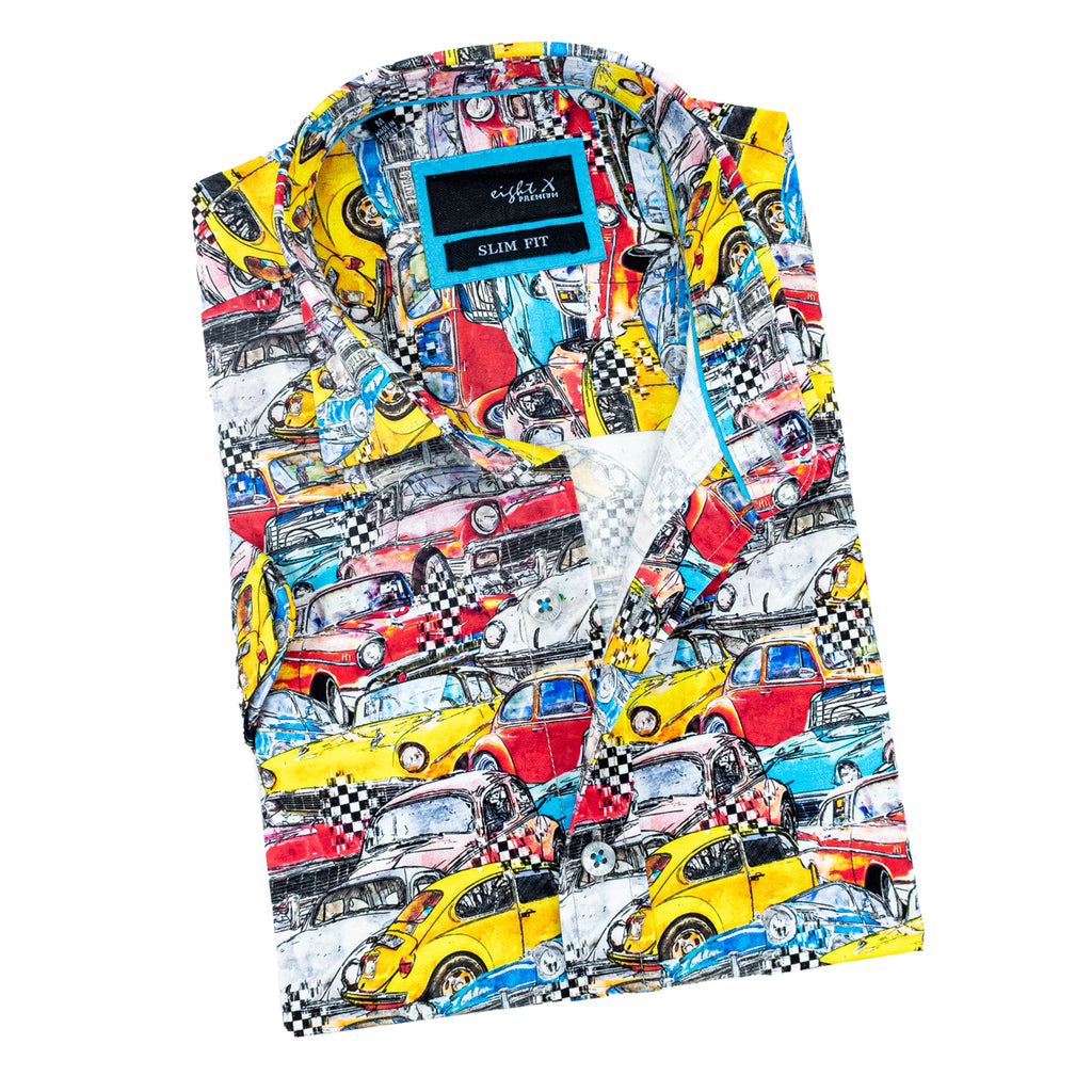 Drive My Car Short Sleeve Button Down Shirt Short Sleeve Button Down Eight-X MULTI S 