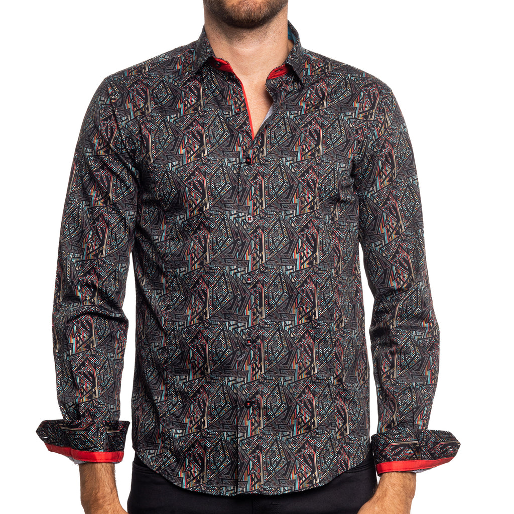 Pythagoras Madness PM Edition Button Down Shirt Long Sleeve Button Down Eight-X BLACK S 