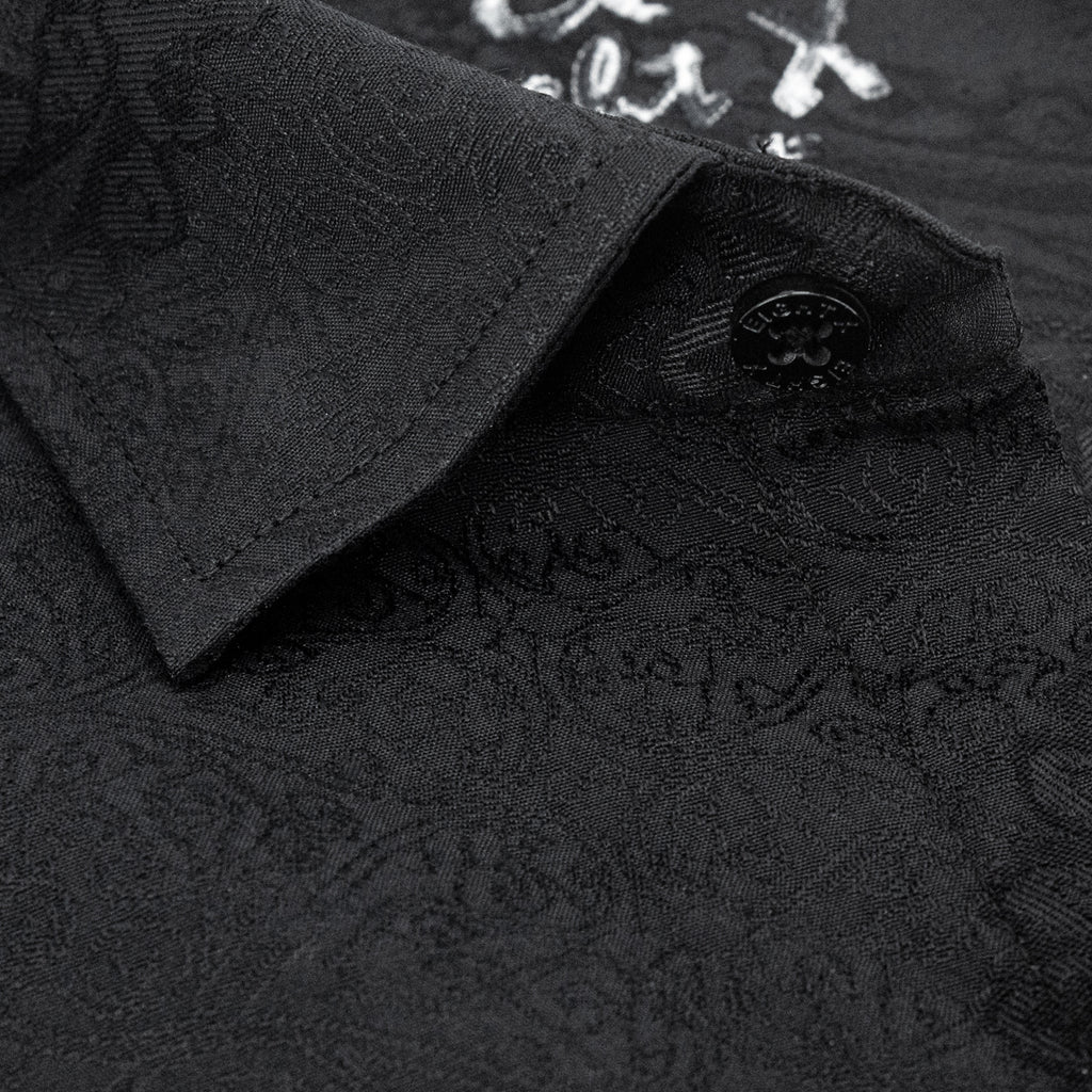 Big Paisley Jacquard Button Down Shirt - Black Long Sleeve Button Down EightX   