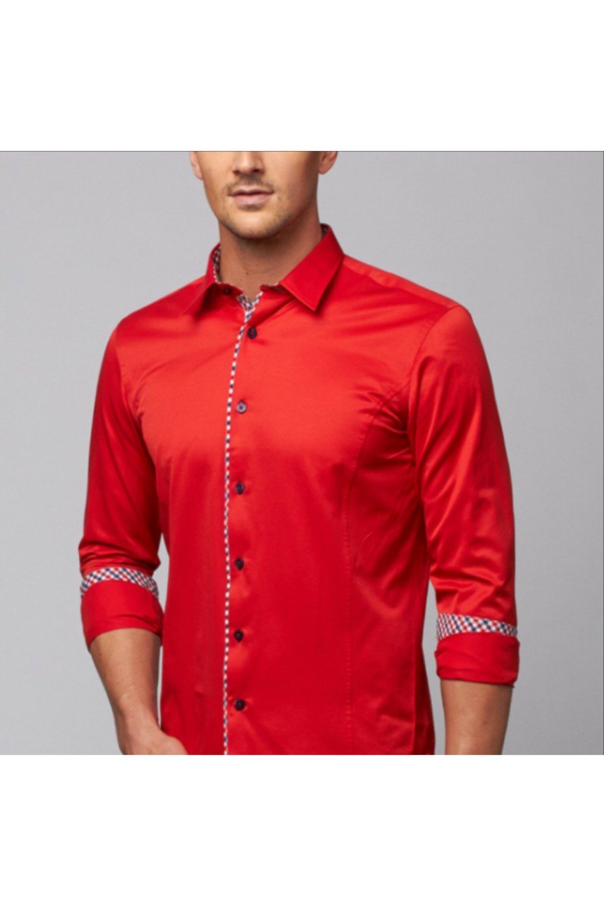 Camisa roja botones y a cuadros – Eight-X