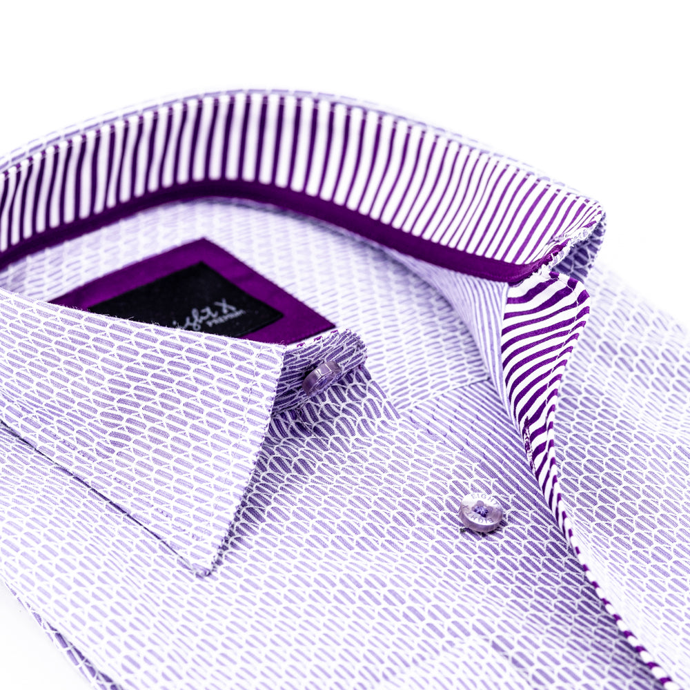 Lilac Stripes Button Down Jacquard Shirt Long Sleeve Button Down EightX   