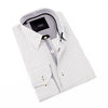 Grey Button Down Jacquard Shirt W/Checkered Trim Long Sleeve Button Down EightX   