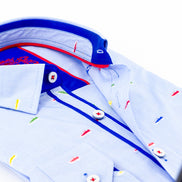 Blue Fill Coupe Colorful Sneakers Button Down Shirt Long Sleeve Button Down EightX   