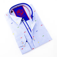 Blue Fill Coupe Colorful Sneakers Button Down Shirt Long Sleeve Button Down EightX   