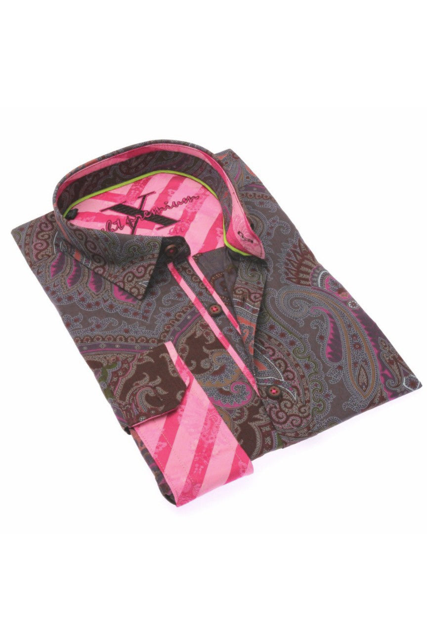 Paisley Digital Print Shirts W/Large Stripes Trim – Eight-X