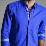 Royal Blue Paisley Button Down Jacquard Shirt Long Sleeve Button Down EightX   