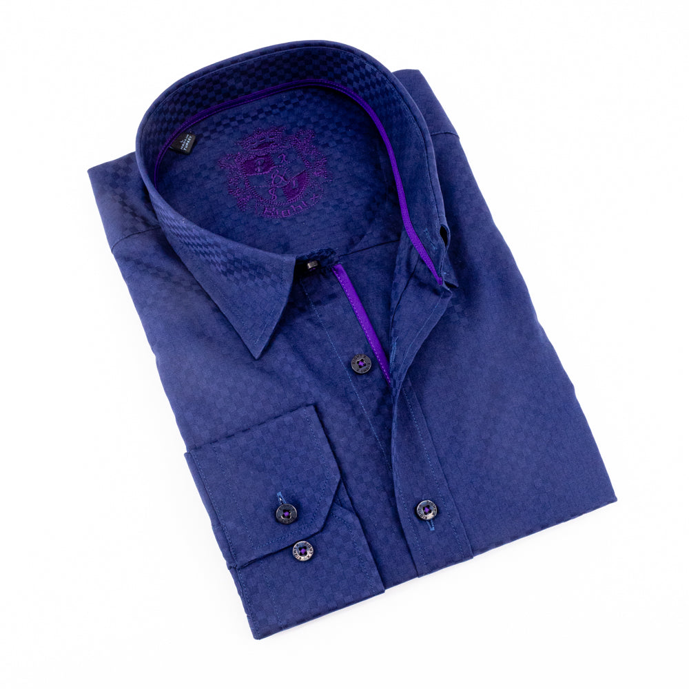 Eight-X | Designer Dress Shirts | Solid Purple Jacquard Shirt