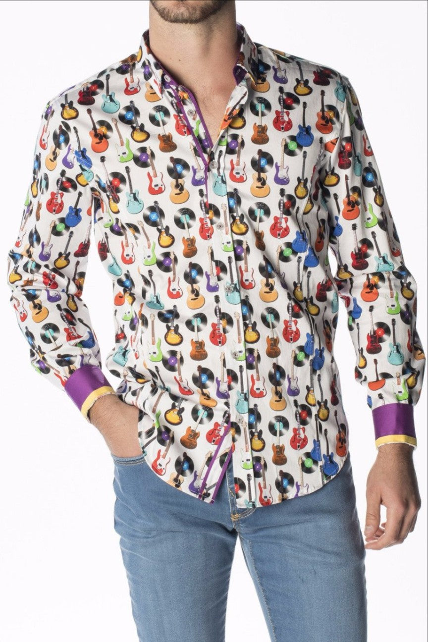 dress shirts for musicians Men's LS Button Up Fashion Shirt