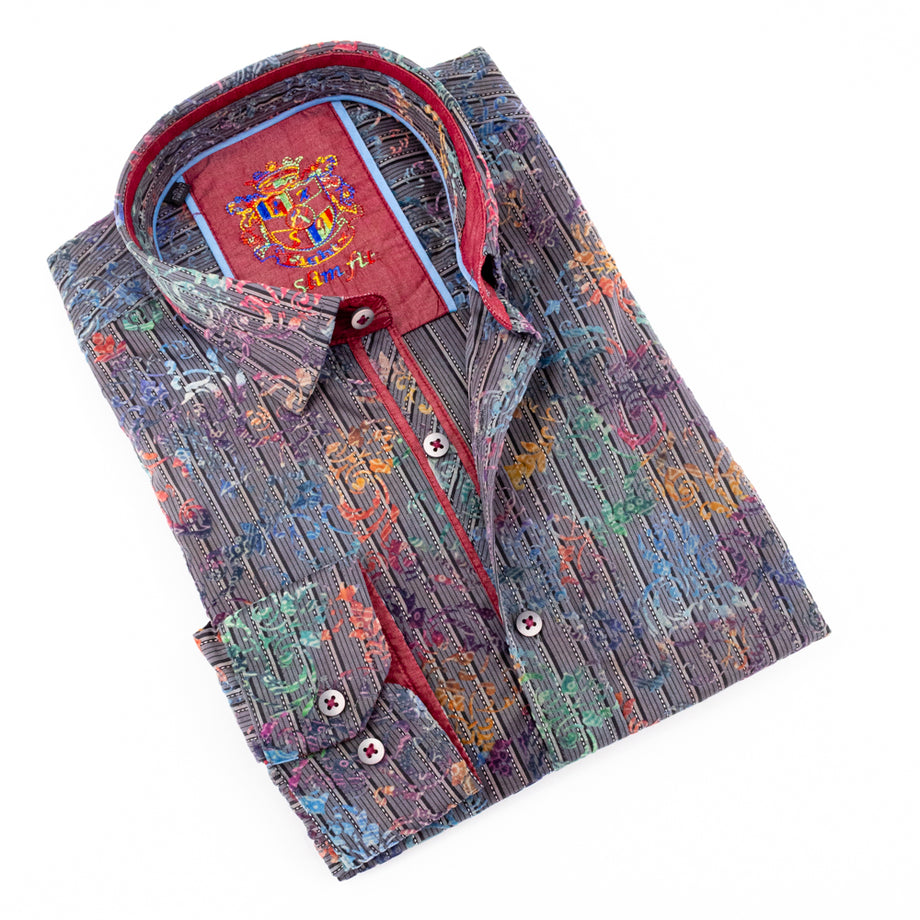 Eight-X | Designer Dress Shirts | Multi Color Flocking Shirt With Trim Eight-X | Designer Dress Shirts | Multi Color Flocking Shirt With Trim
