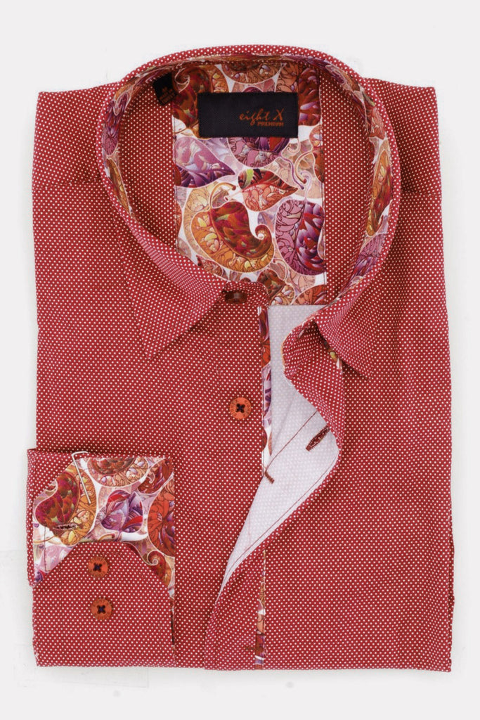 DIGITAL PRINT BORDEAUX  SHIRT Long Sleeve Button Down EightX   