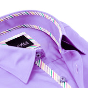 Lilac Shirt With Colorful Trim Long Sleeve Button Down EightX   