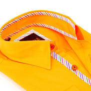 Orange Shirt With Colorful Trim Long Sleeve Button Down EightX   