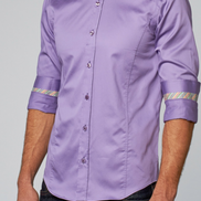 Lilac Shirt With Colorful Trim Long Sleeve Button Down EightX   