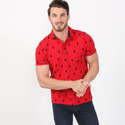Red Flocking Polo Polos EightX