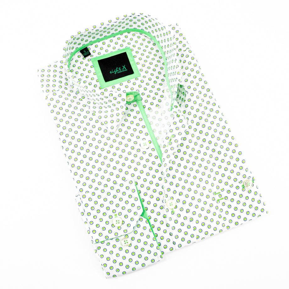 Lime Green Digital Print Shirt With Pockets