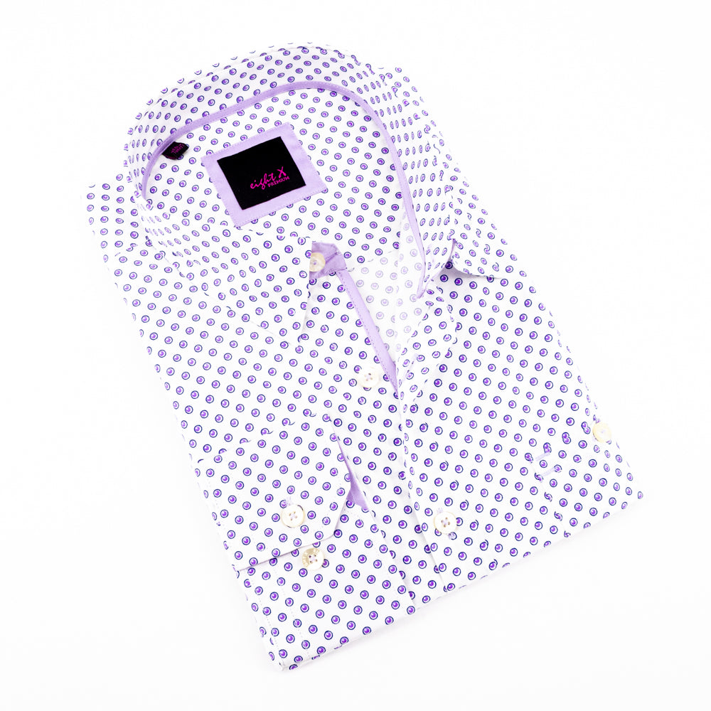 Lilac Digital Print Shirt With Pockets Long Sleeve Button Down EightX   