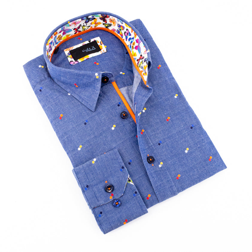 Eight-X | Designer Dress Shirts | Fill Coupe Shirt With Butterfly Trim