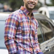 Jacquard Bordeaux Shirt Long Sleeve Button Down EightX   