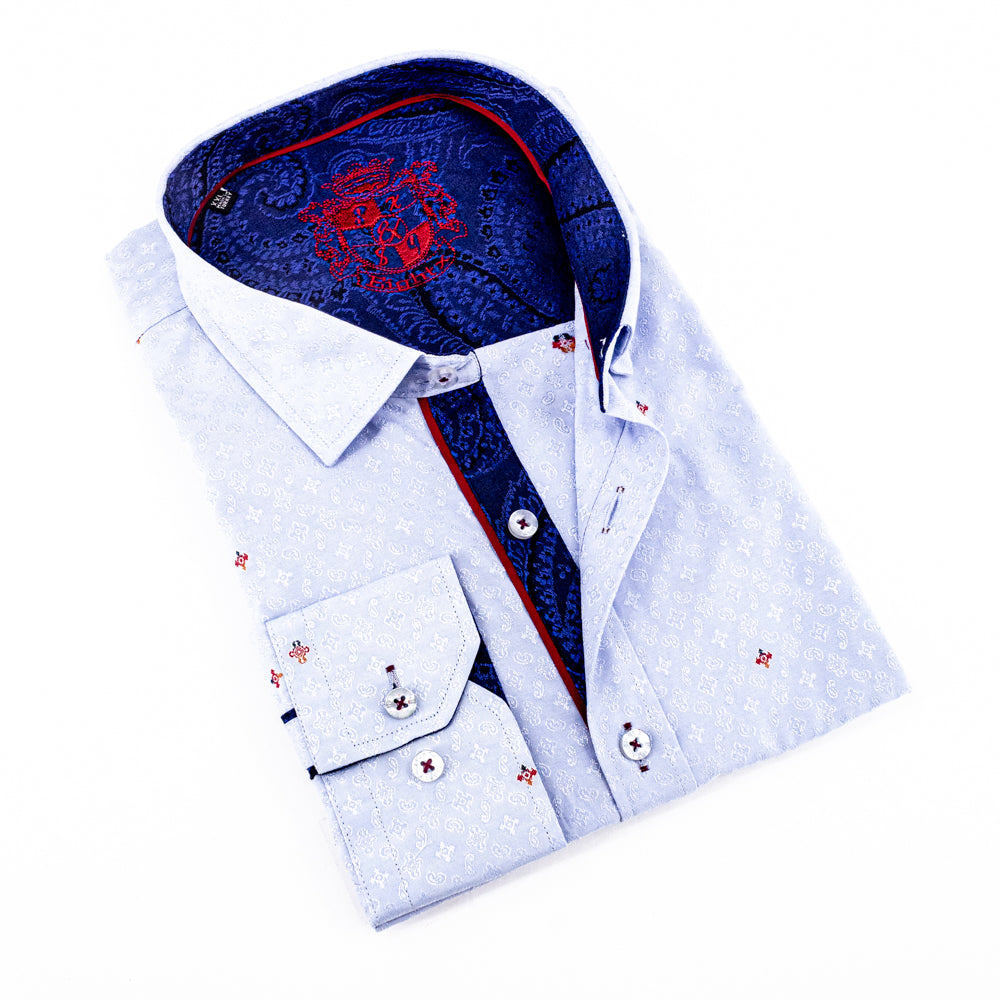 Fill Coupe Jacquard Shirt With Paisley Trim Long Sleeve Button Down EightX   