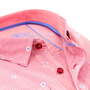 Red Fill Coupe Shirt With Solid Trim Long Sleeve Button Down EightX   