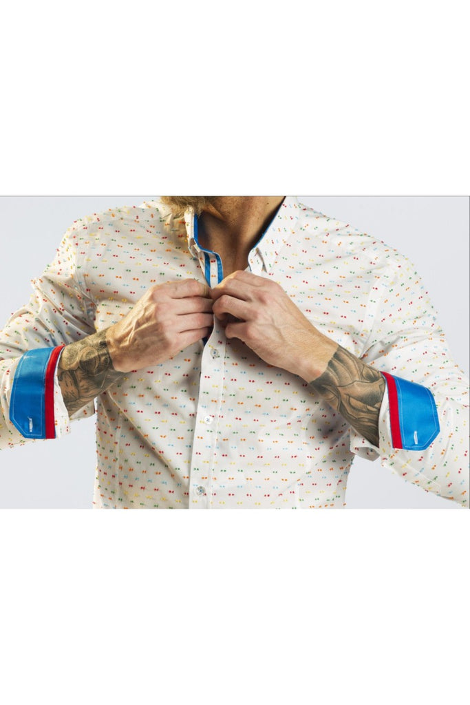 White Reverse Fill Coupe Shirt Long Sleeve Button Down EightX   