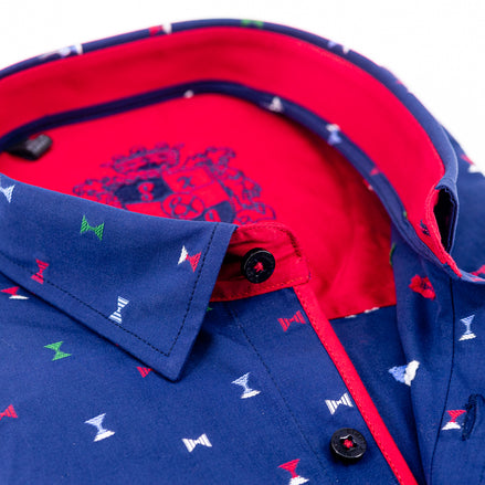 Fill Coupe Shirt With Solid Trim #M-875 Long Sleeve Button Down EightX   