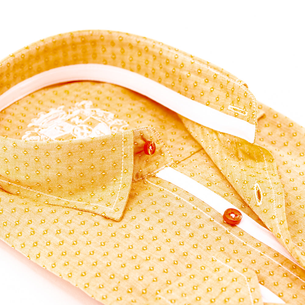 Orange Jacquard Button Down Shirt W/Pocket Shirts EightX   