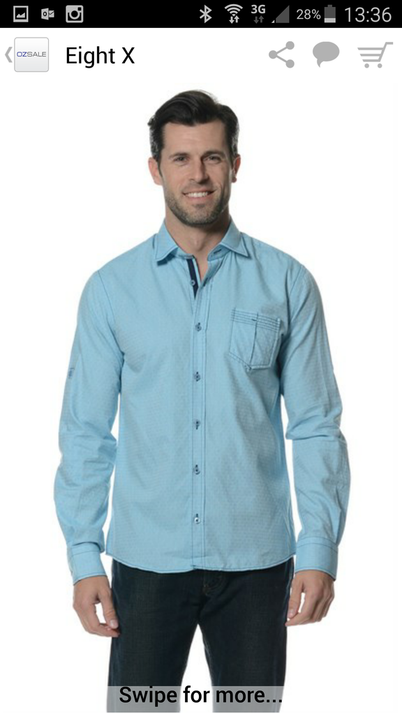 Aqua Jacquard Button Down Shirt W/Pocket Long Sleeve Button Down EightX   