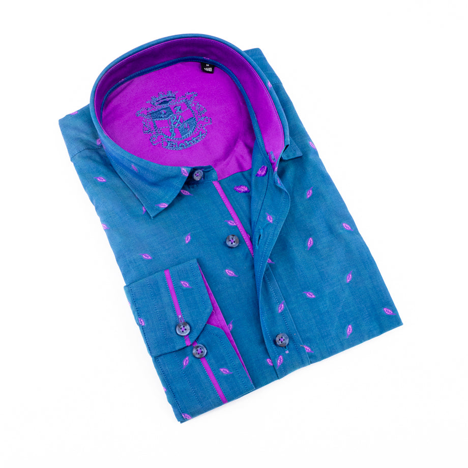 Indigo Fill Coupe Button Down Shirt Indigo Fill Coupe Button Down Shirt