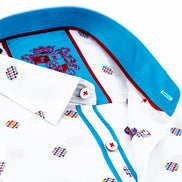 White Fill Coupe Button Down Shirt W/ Trim Long Sleeve Button Down EightX   