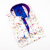 Confetti Button Down Print Shirt W/ Trim Long Sleeve Button Down EightX   