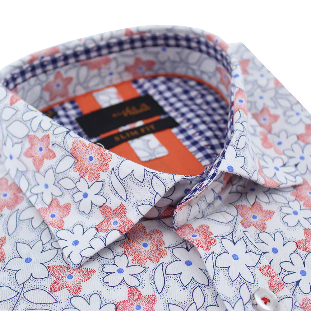 Red Geranium Flower Short Sleeve Shirt Short Sleeve Button Down Eight-X   