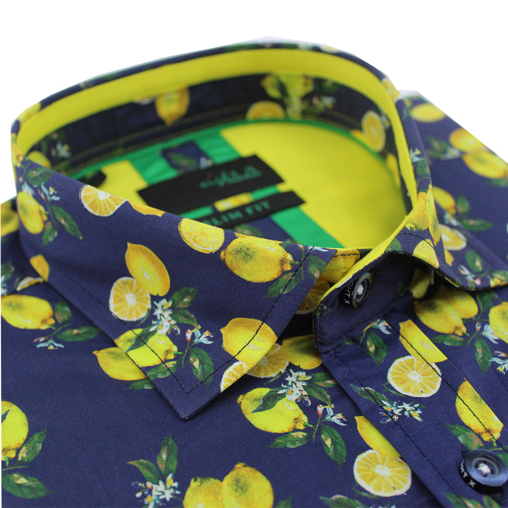 Lemon Melody Print Short Sleeve Shirt Short Sleeve Button Down Eight-X   