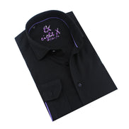 Black Soft Spiral Jacquard Button Down Shirt Shirts Eight-X