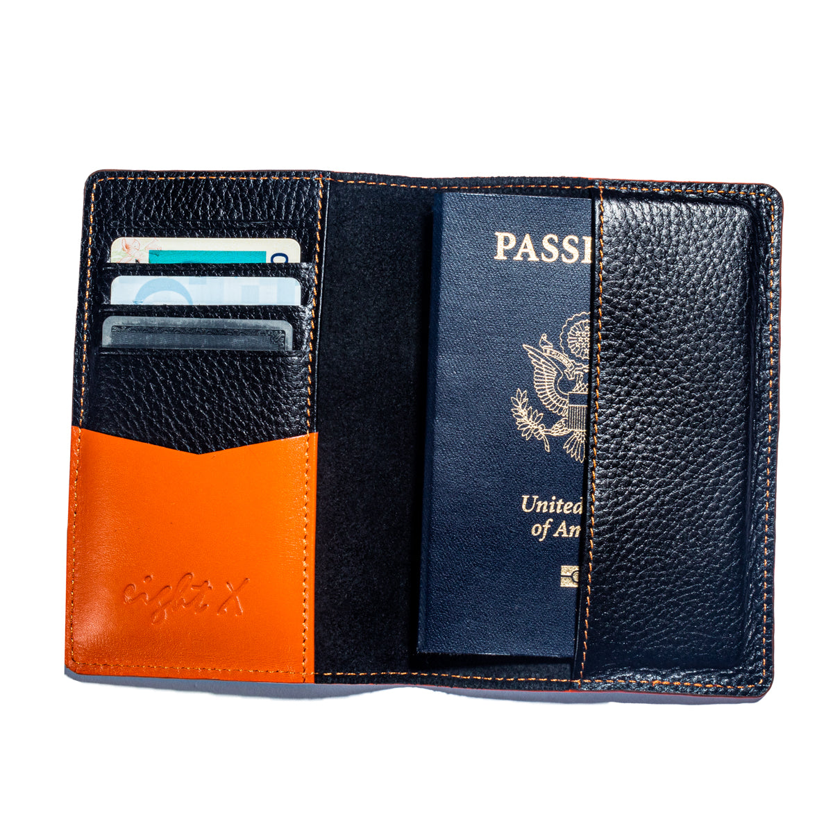 Leather slim travel wallet and passport cover