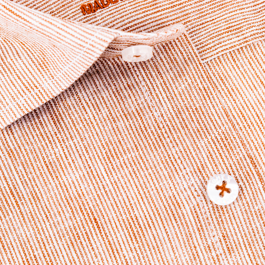 The Boardwalk Linen Button Down Shirt - Burnt Orange Long Sleeve Button Down Eight-X   