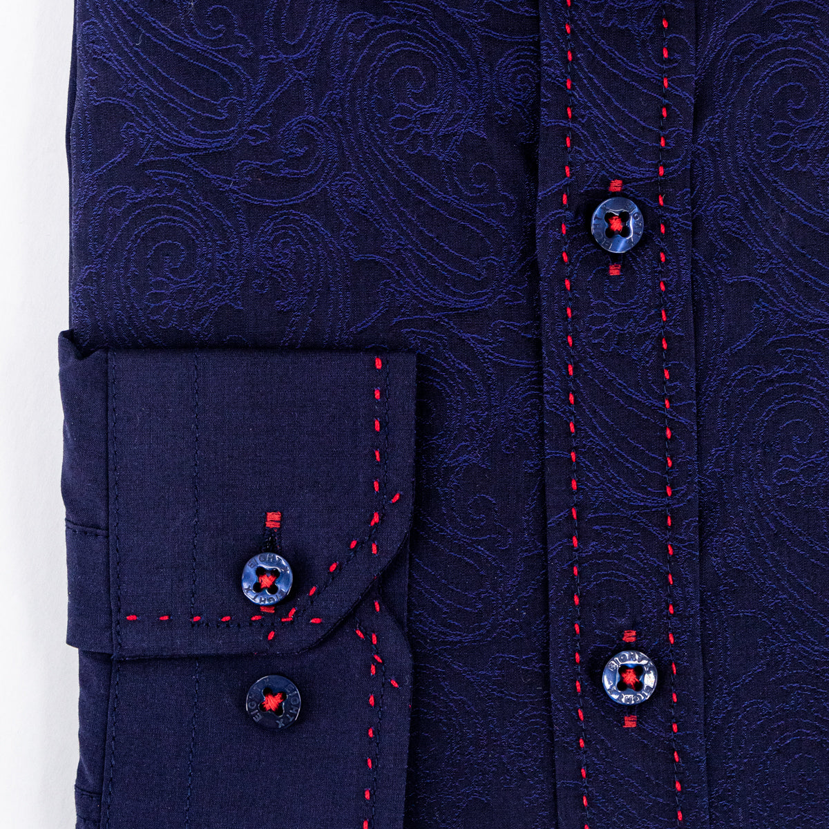 Eight x Denim Floral Jacquard Button Down Shirt Navy / M