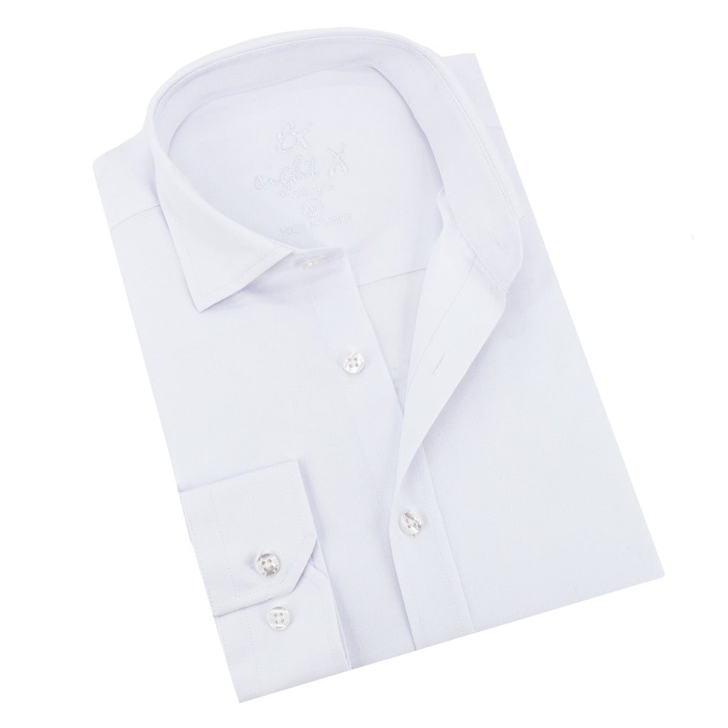 Jacquard Button Down Shirt - White Long Sleeve Button Down EightX WHITE S 