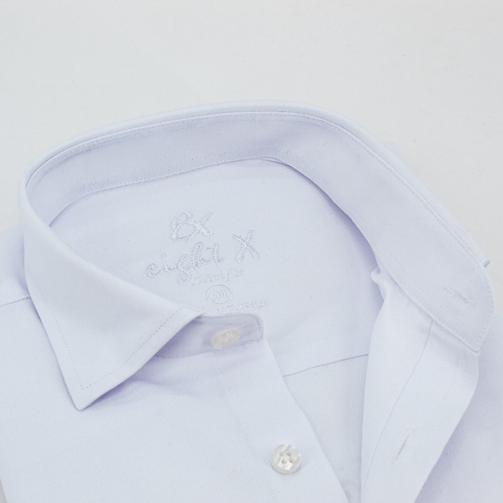 Jacquard Button Down Shirt - White Long Sleeve Button Down EightX   