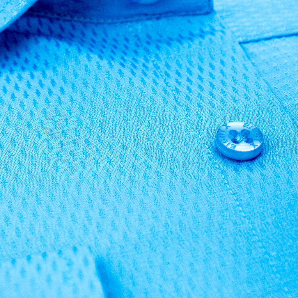 Jacquard Button Down Shirt - Ocean Blue Long Sleeve Button Down EightX   