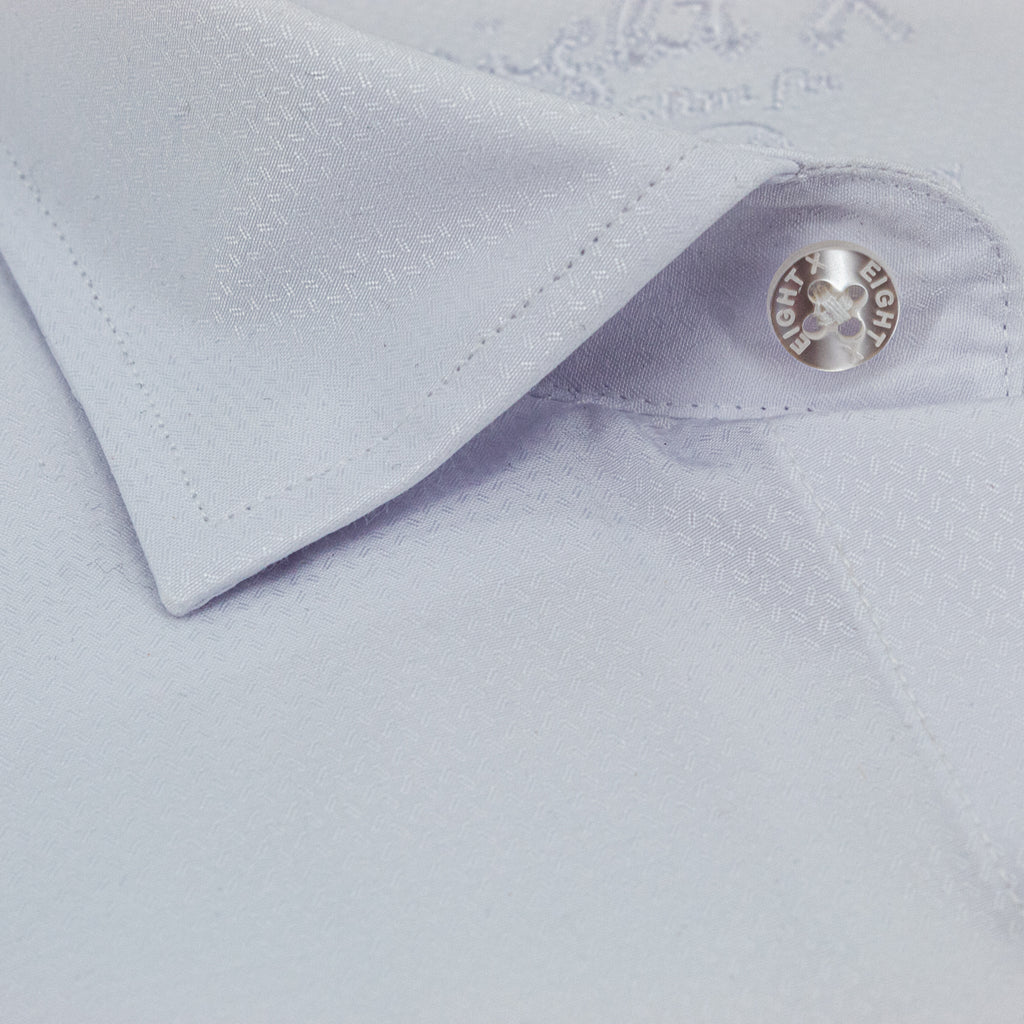 Diamond Plate Jacquard Button Down Shirt - White Long Sleeve Button Down EightX   
