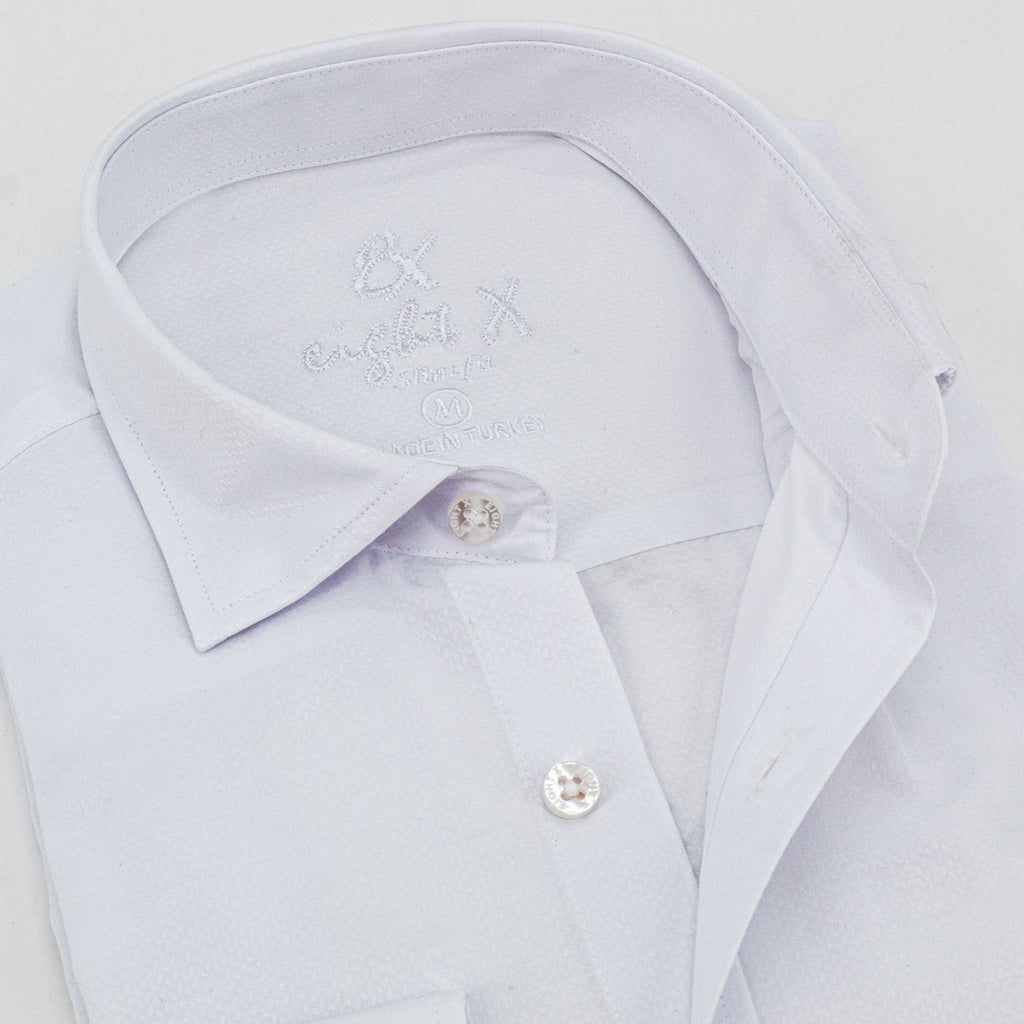 Diamond Plate Jacquard Button Down Shirt - White Long Sleeve Button Down EightX   