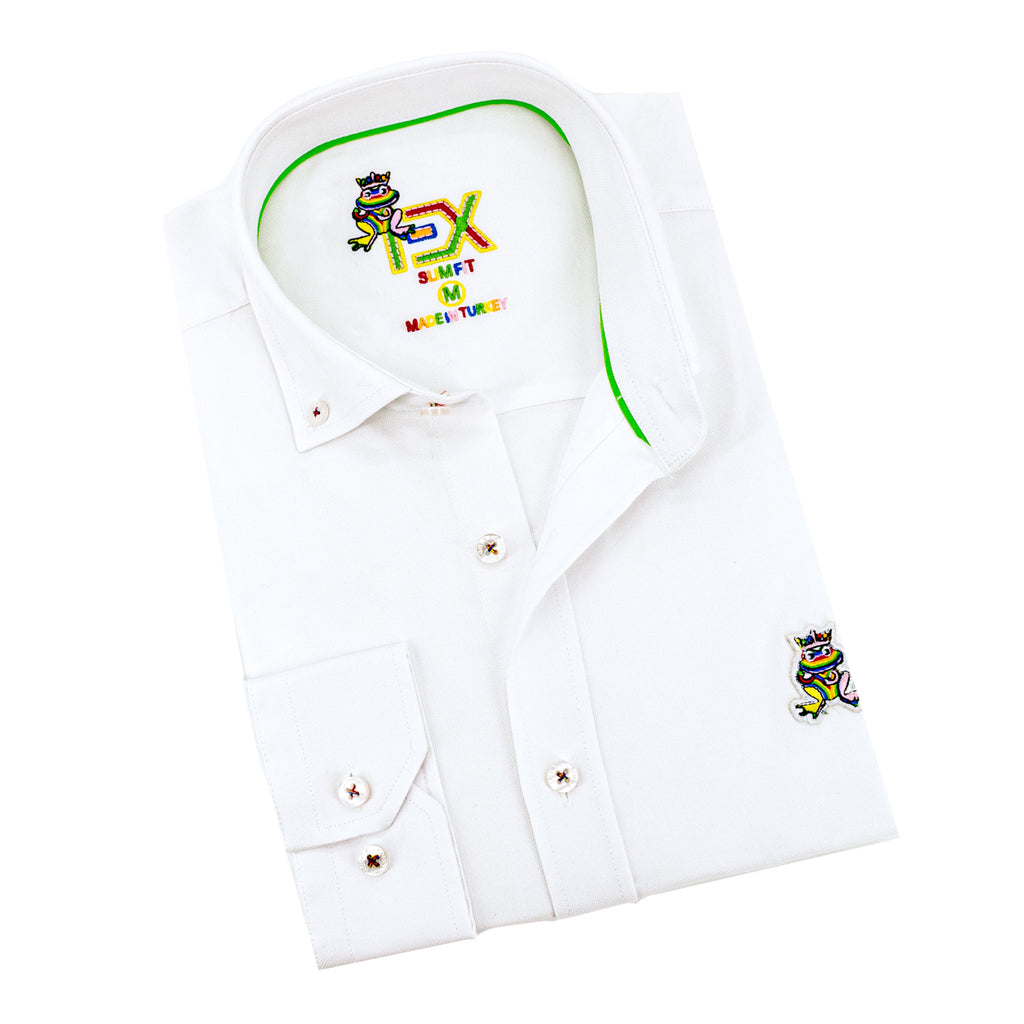 Colores Edition Oxford FROG Shirt - White Long Sleeve Button Down EightX   
