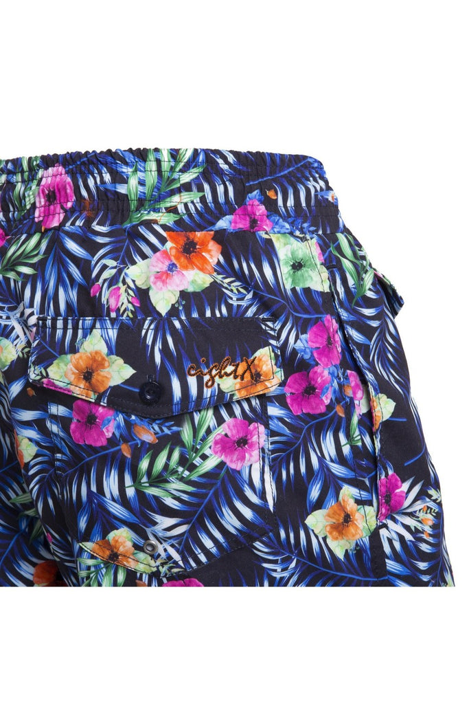 Tropical Floral Print Swim Trunks Swim Trunks EightX   