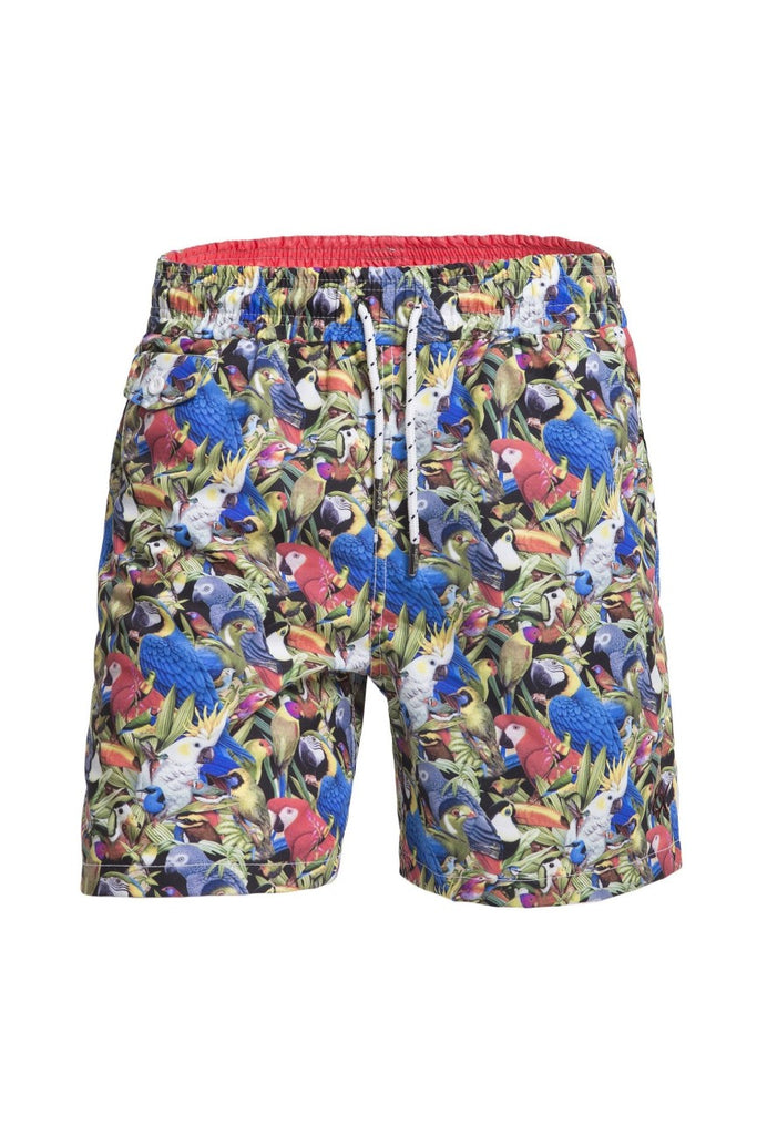 Parrot Print Swim Trunks Swim Trunks EightX   