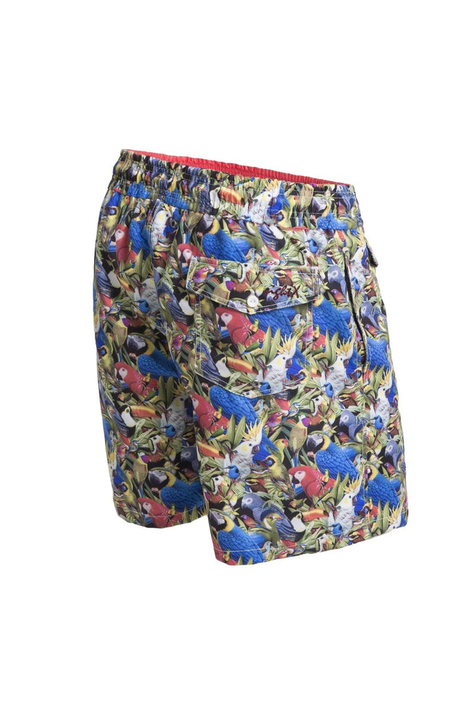 Parrot Print Swim Trunks Swim Trunks EightX   