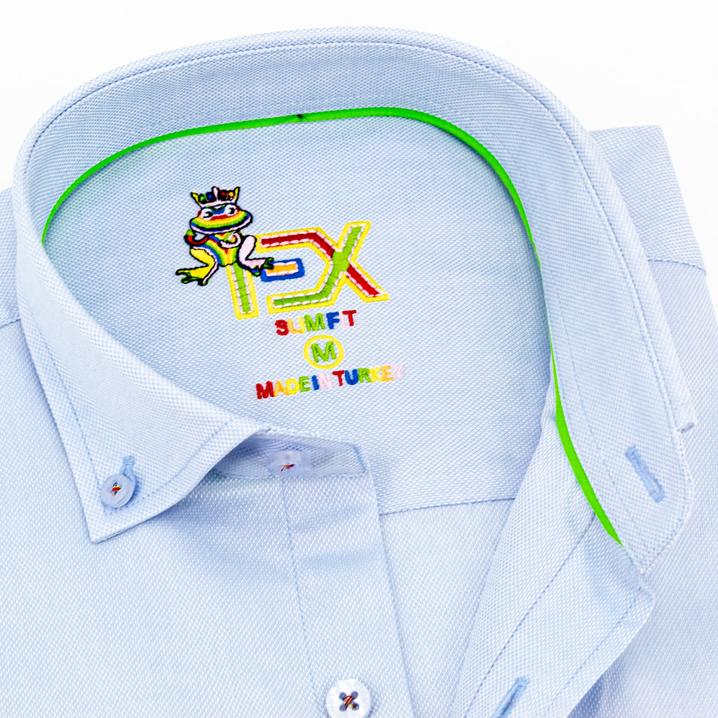 Colores Edition Oxford FROG Shirt - Blue Long Sleeve Button Down EightX   